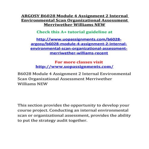 Argosy b6028 module 4 assignment 2 internal environmental scan organizational...