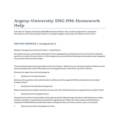 Argosy university eng 096
