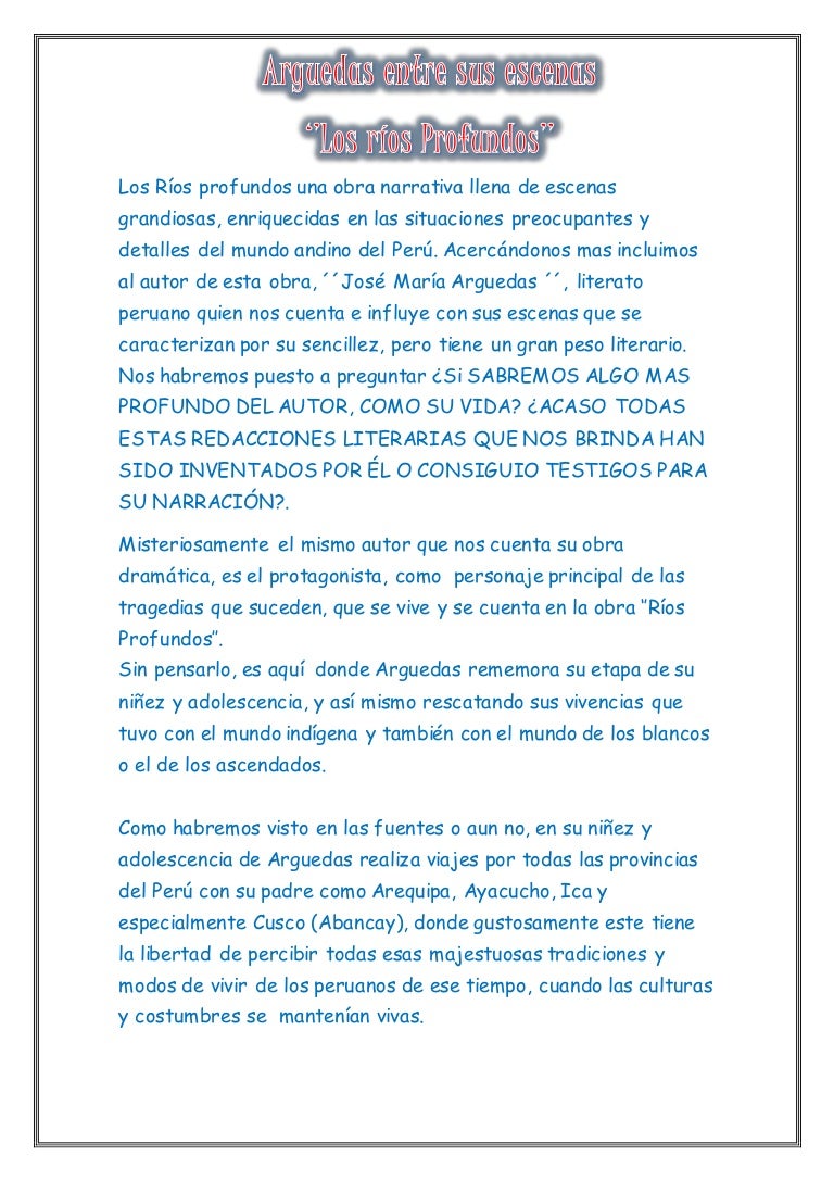 Arguedas entre sus escenas los rios profundos