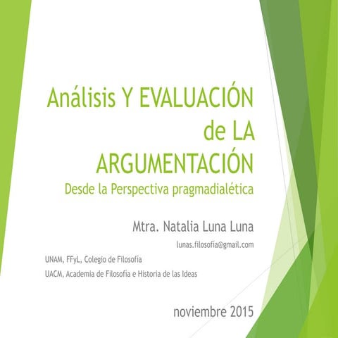 Análisis y Evaluación de la Argumentación.