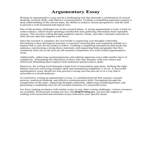 Argumentary Essay