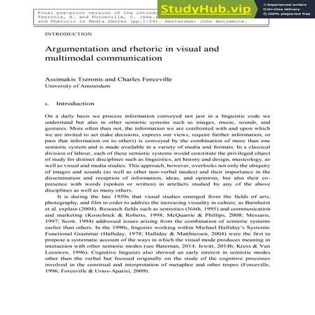 Argumentation And Rhetoric In Visual And Multimodal Communication
