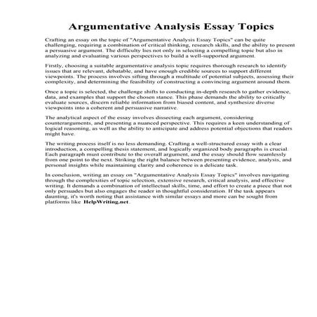 Argumentative Analysis Essay Topics. Hundreds of Argumentative Essay Topics f...