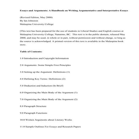 Argumentative and interpretative essays