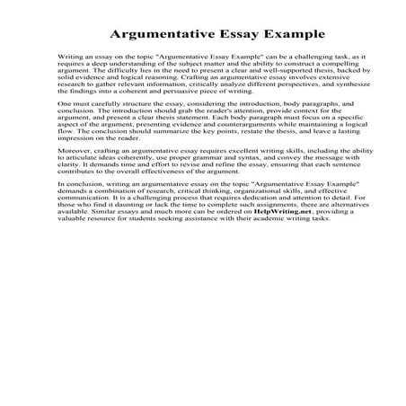 Argumentative Essay Example. Hobart and William Smith Colleges
