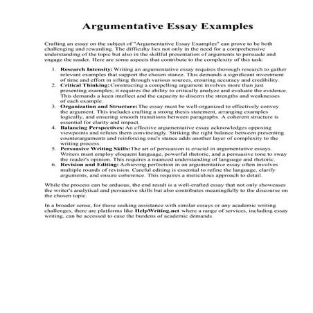Argumentative Essay Examples. Daniel Webster College