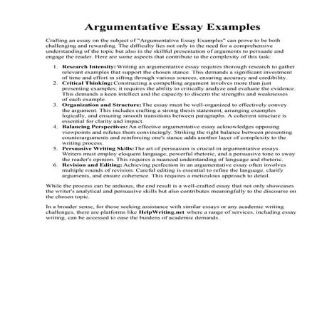 Argumentative Essay Examples