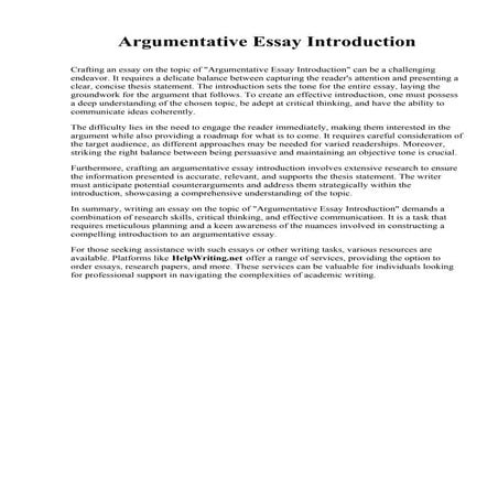 Argumentative Essay Introduction. Marist College