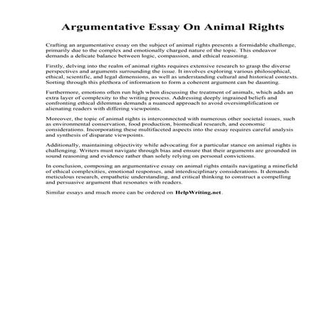 Essay On Animal Rights. Global College of Business and Technology | PDF