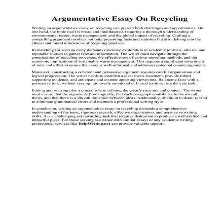 Argumentative Essay On Recycling.pdf
