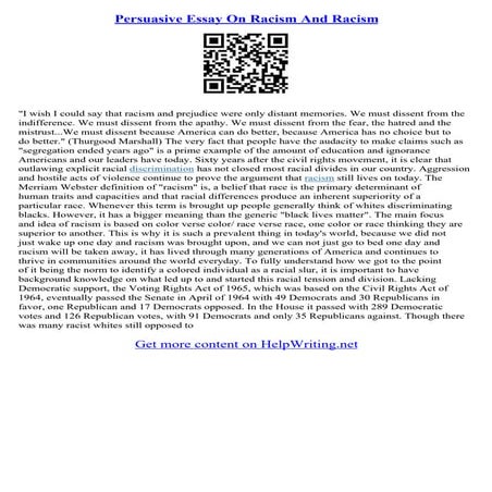 Argumentative Essay Racism