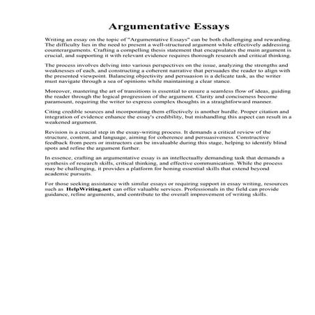 Argumentative Essays. FREE 9 Argumentative Essay Samples in PDF