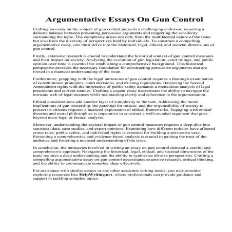 Argumentative Essays On Gun Control. Incredible Essays On Gun Control  Thatsn...