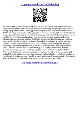 Argumentative Essay Technology