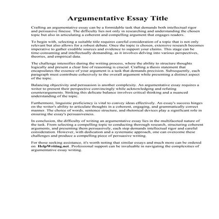 Argumentative Essay Title. Top Argumentative Essay Topics for Students