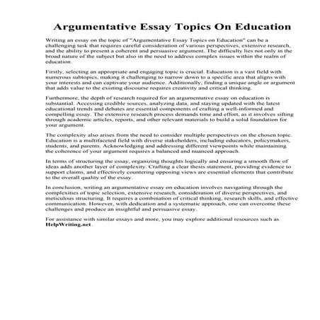 Argumentative Essay Topics On Education.pdf