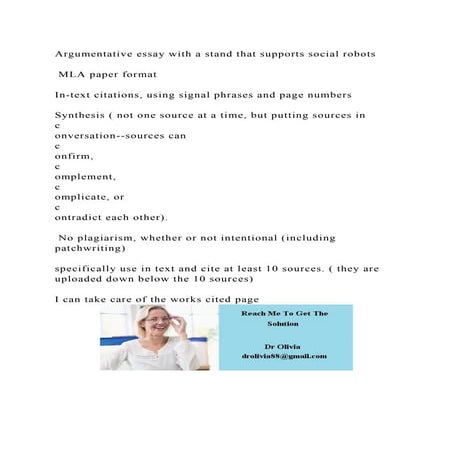 Argumentative essay with a stand that supports social robots MLA.docx