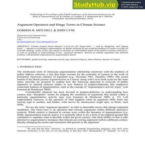 Argument Operators And Hinge Terms In Climate Science | PDF