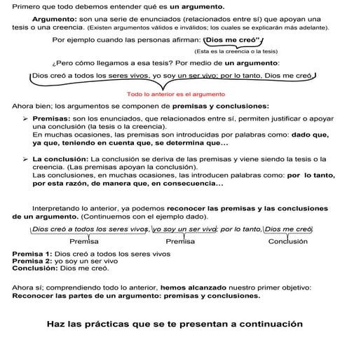 Argumentos. premisas y conclusiones