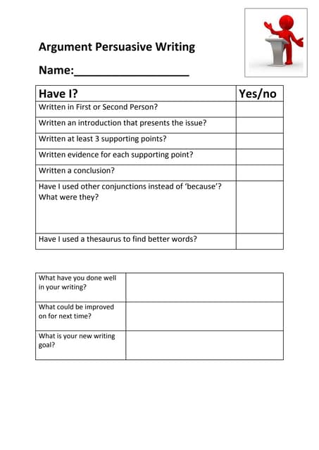 Argument persuasive writing assessment