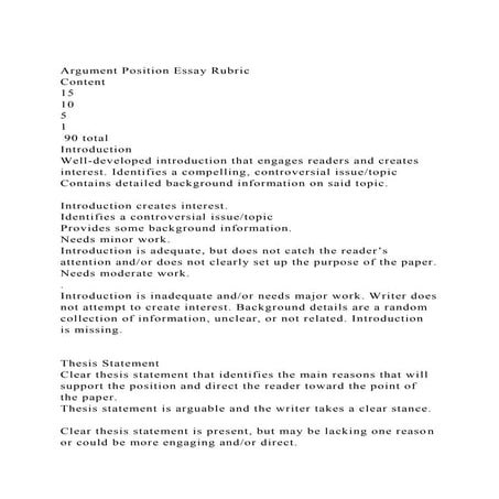 Argument Position Essay RubricContent 151051 90 total.docx