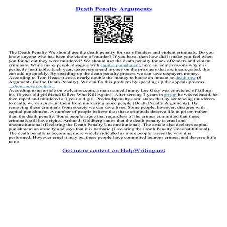 Arguments Against Death Penalty Essay