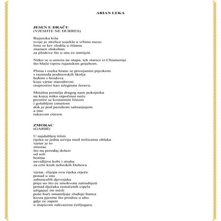 Arian Leka Poems into Croatian