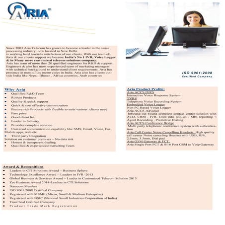 Aria products broachure