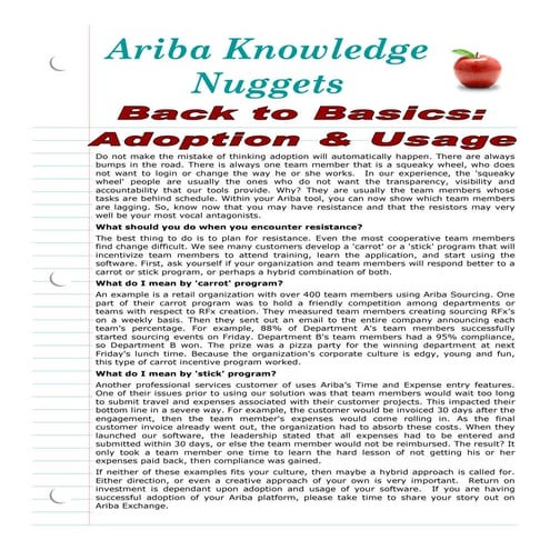 Ariba Knowledge Nuggets - Back to Basics