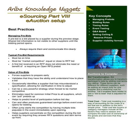 Ariba Knowledge Nuggets - eSourcing Part VIII