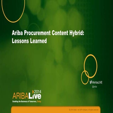 Ariba Procurement Content Hybrid – Lessons Learned