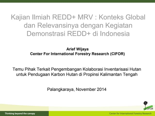 Kajian Ilmiah REDD+ MRV : Konteks Global dan Relevansinya dengan Kegiatan Demonstrasi REDD+ di Indonesia