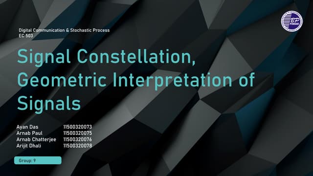 Signal Constellation,  Geometric Interpretation of  Signals