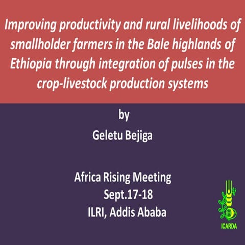 Improving productivity and rural livelihoods of smallholder farmers in the Ba...