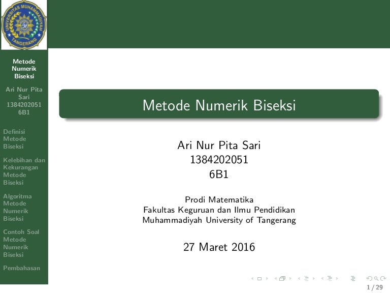 Tugas Metode Numerik Pendidikan Matematika Umt