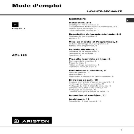 Ariston aml125-fr | PDF