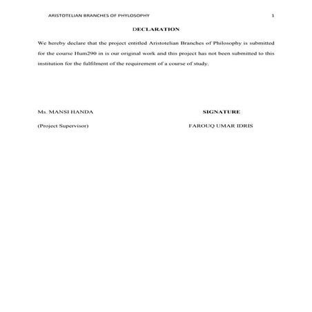 Aristotelian branches of philosophy