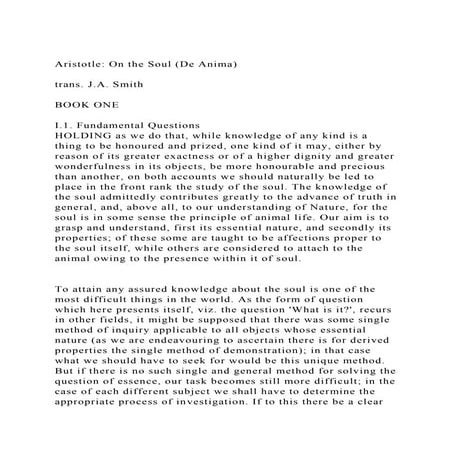 Aristotle On the Soul (De Anima)trans. J.A. SmithBOOK ONE.docx