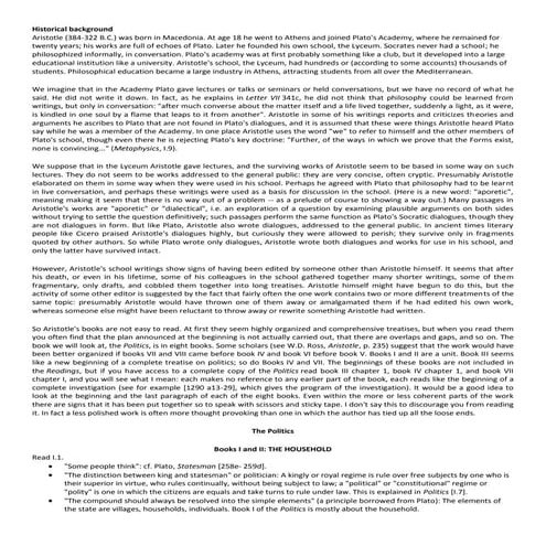 Aristotle's Politics (Summary)