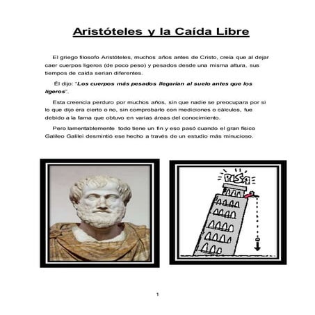 Aristóteles y la caída libre
