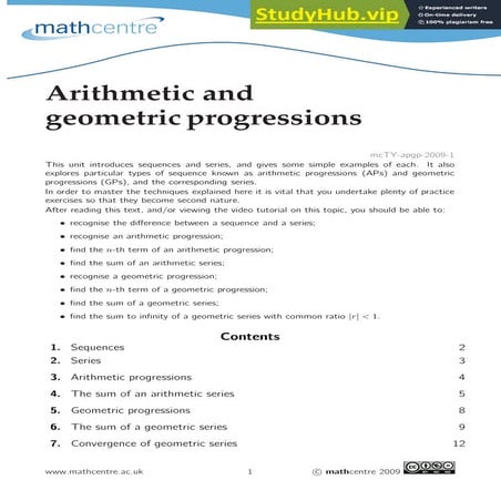 Arithmetic And Geometric Progressions