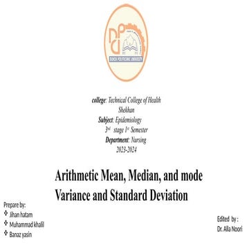 Arithmetic Mean, Median, and mode   epidemionology.pptx