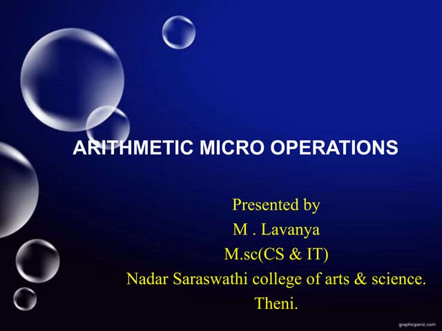 Arithmetic micro operations