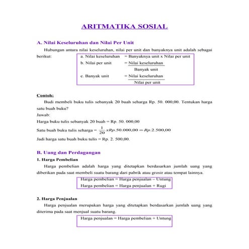 Rumus VB Aritmatika sosial