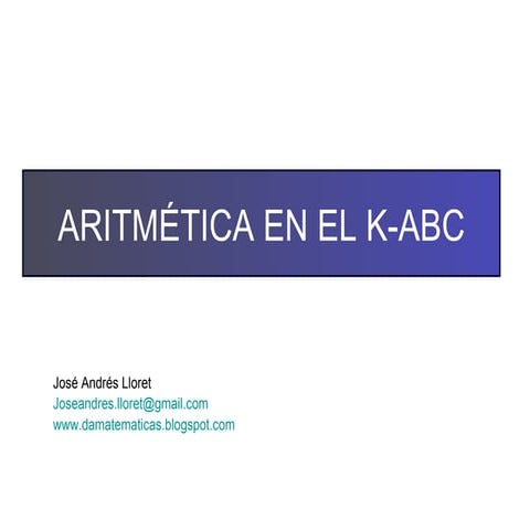 Aritmética en el K-ABC