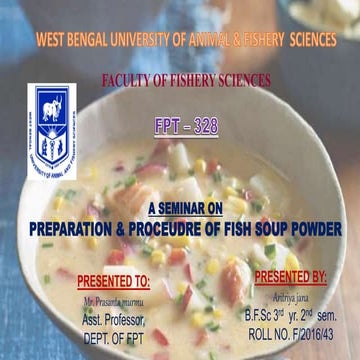 Preparation of Fish soup powder