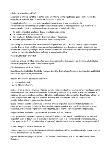 Arituclo periodistico y cientifico