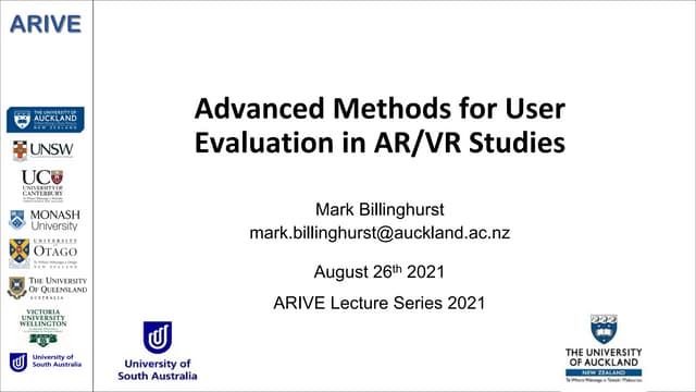 Advanced Methods for User Evaluation in AR/VR Studies