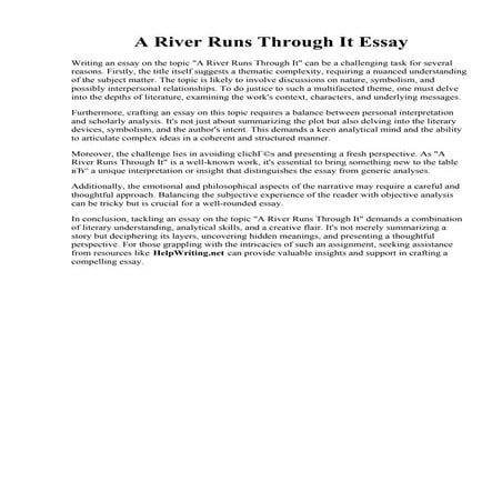 A River Runs Through It Essay