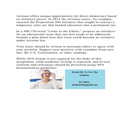 Arizona offers unique opportunities for direct democracy based on in.docx